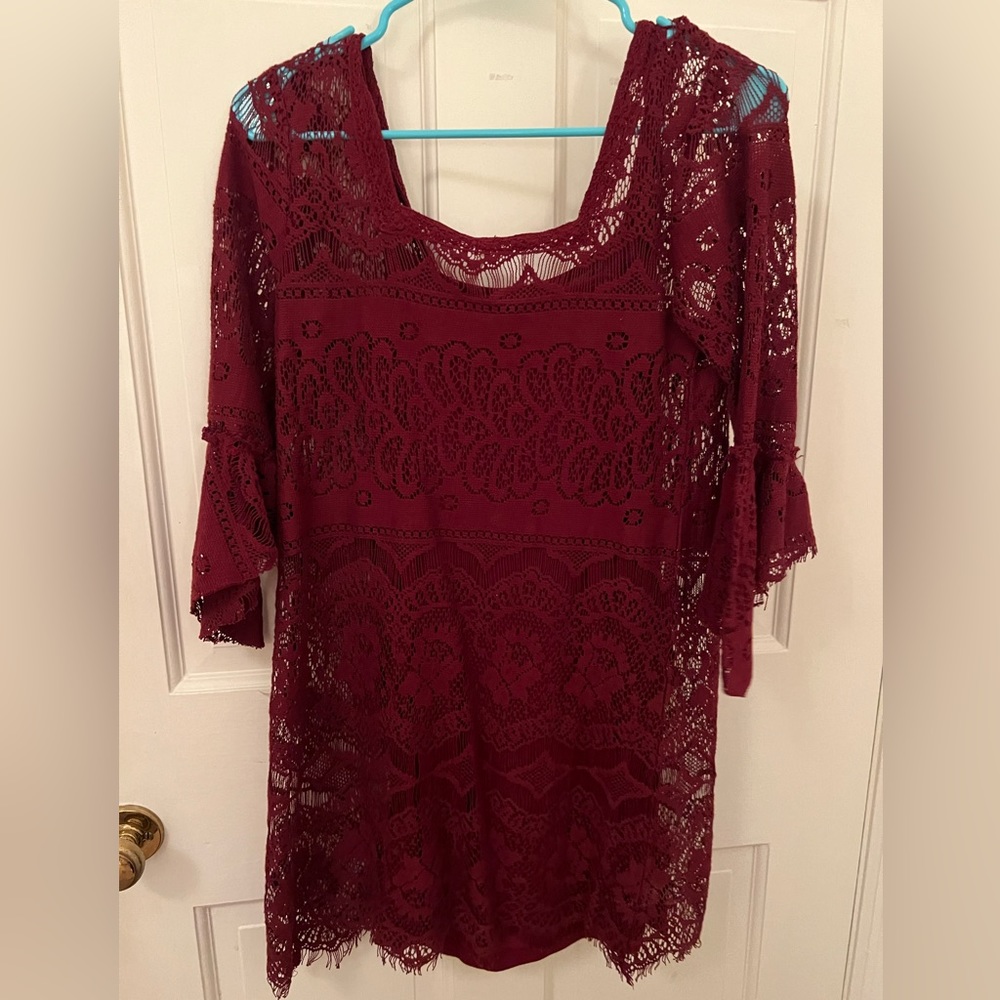 Free People Burgundy Crochet Dress (as seen on Taylor Swift!)